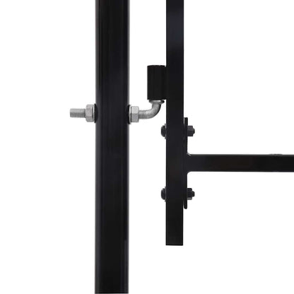 Cancello per recinzione BOXTEL porta singola con parte superiore ad arco in acciaio 1x1,5 m Nero | homemem39