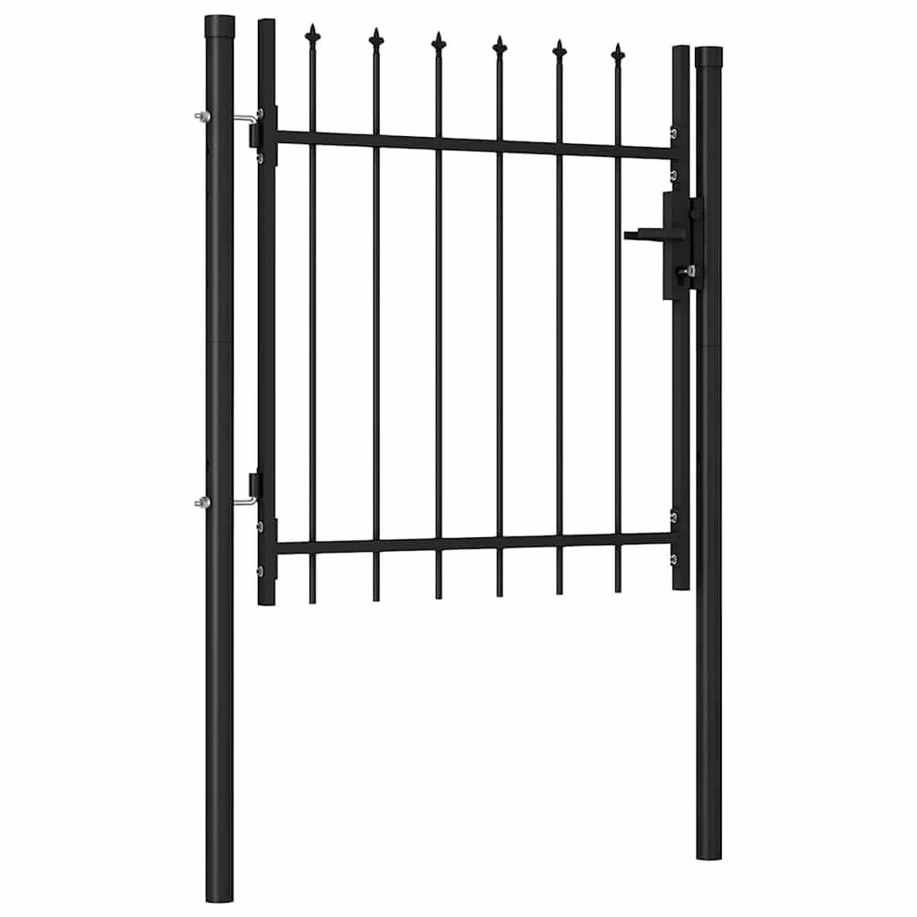 Cancello per recinzione BOXTEL porta singola con punta in acciaio 1x1 m Nero | homemem39