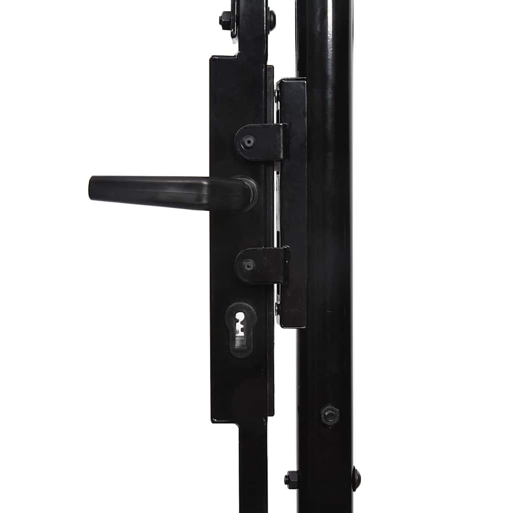 Cancello per recinzione BOXTEL porta singola con punta in acciaio 1x1 m Nero | homemem39