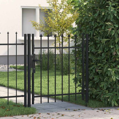 Cancello per recinzione BOXTEL porta singola con punta in acciaio 1x1 m Nero | homemem39