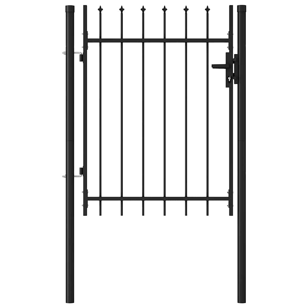 Cancello per recinzione BOXTEL porta singola con punta in acciaio 1x1,2 m Nero | homemem39