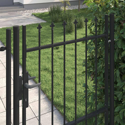 Cancello per recinzione BOXTEL porta singola con punta in acciaio 1x1,5 m Nero | homemem39