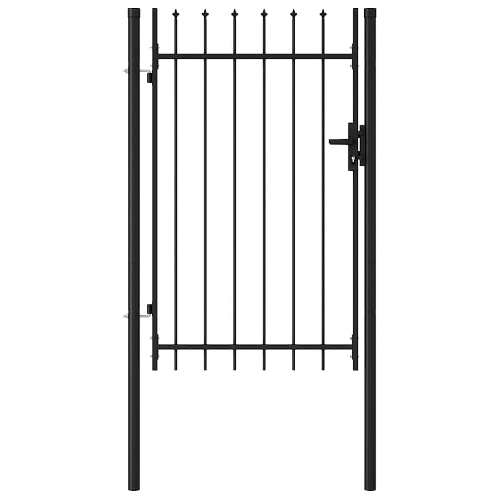 Cancello per recinzione BOXTEL porta singola con punta in acciaio 1x1,5 m Nero | homemem39