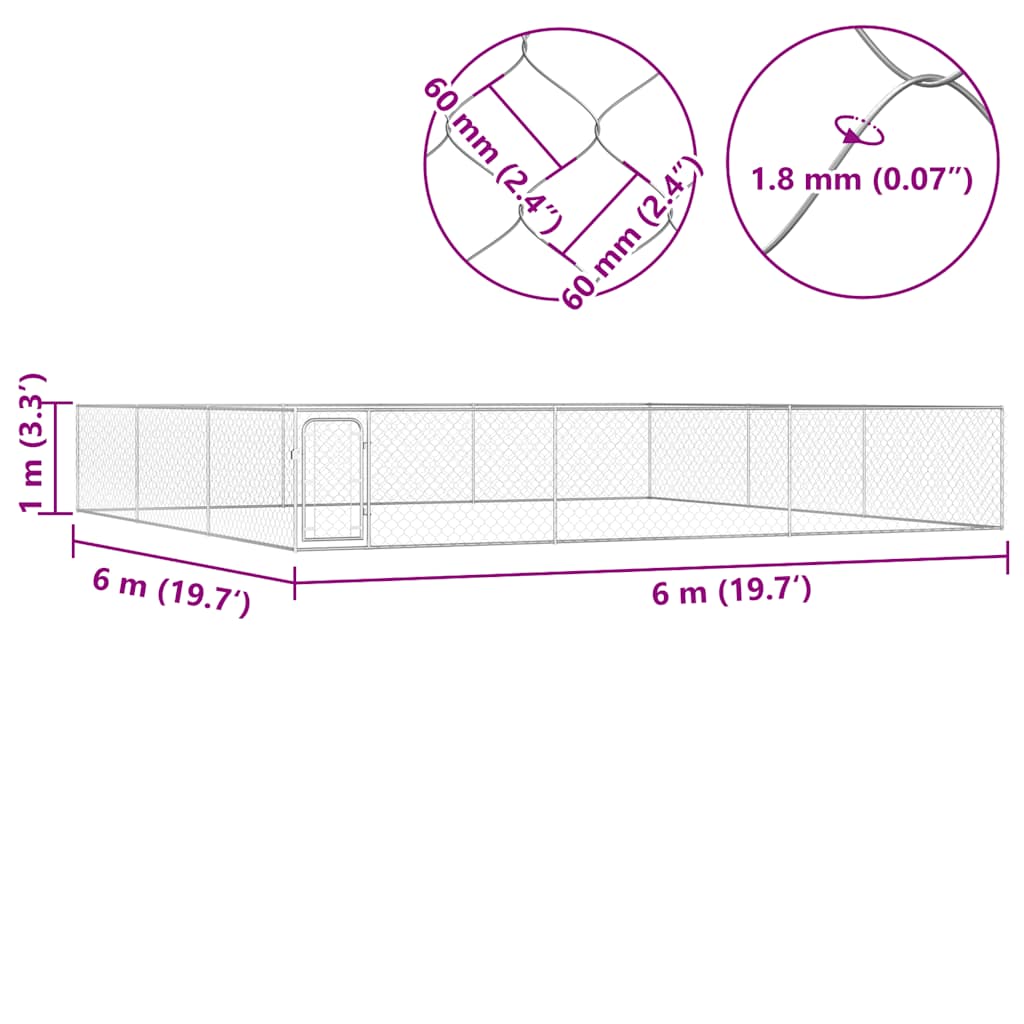 Canile da Esterno in Acciaio Zincato 6x6x1 m | homemem39
