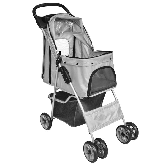 Passeggino per Cani/Gatti Pieghevole Grigio - homemem39