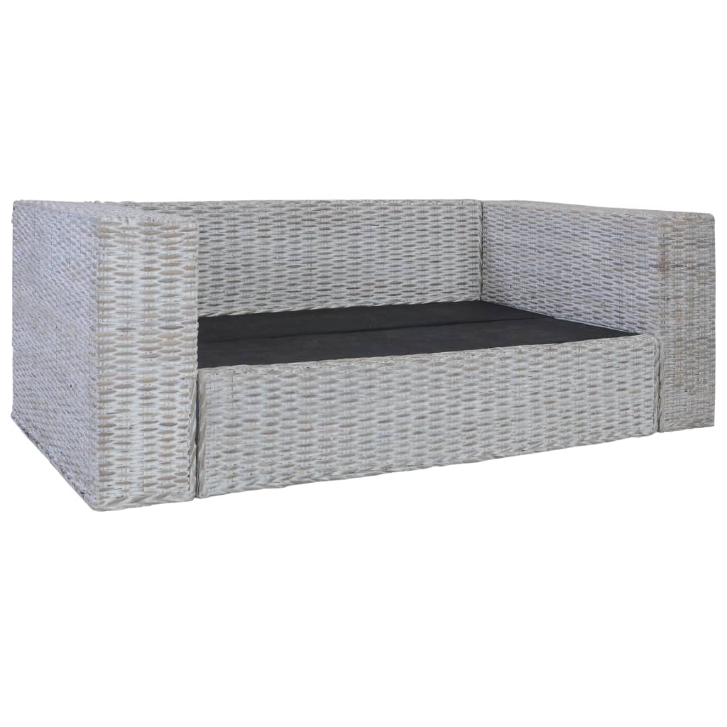 Set di Divani 2 pz con Cuscini Grigio in Rattan Naturale