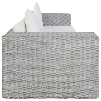 Set di Divani 2 pz con Cuscini Grigio in Rattan Naturale