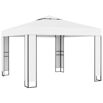 Gazebo con Tetto Doppio 3 x 3 m Bianco | homemem39