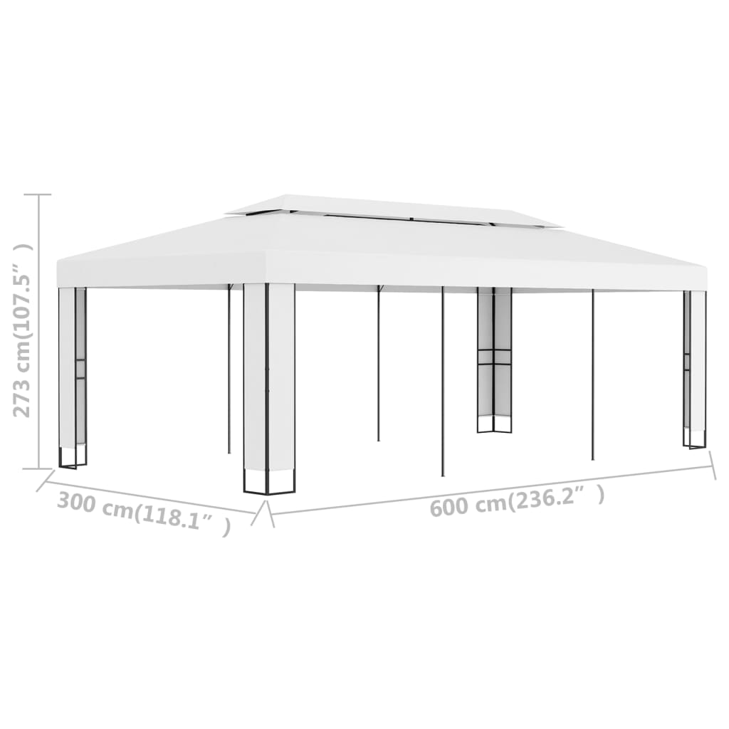 Gazebo con Tetto Doppio 3x6 m Bianco | homemem39