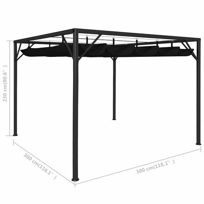 Gazebo da Giardino con Tetto a Scomparsa 3x3 m Antracite | homemem39