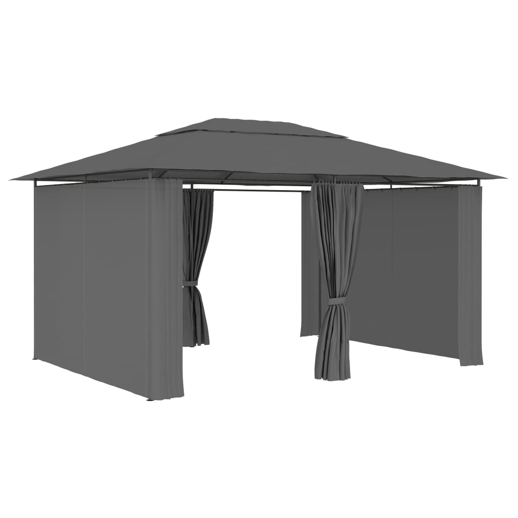 Gazebo da Giardino con Tende 4x3 m Antracite | homemem39