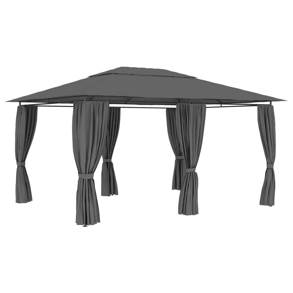 Gazebo da Giardino con Tende 4x3 m Antracite | homemem39