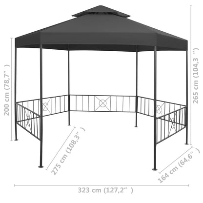 Gazebo da Giardino 323x275x265 cm Antracite | homemem39