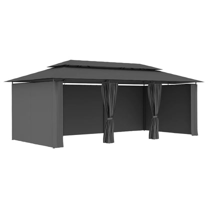 Gazebo con Tende 600x298x270 cm Antracite - homemem39