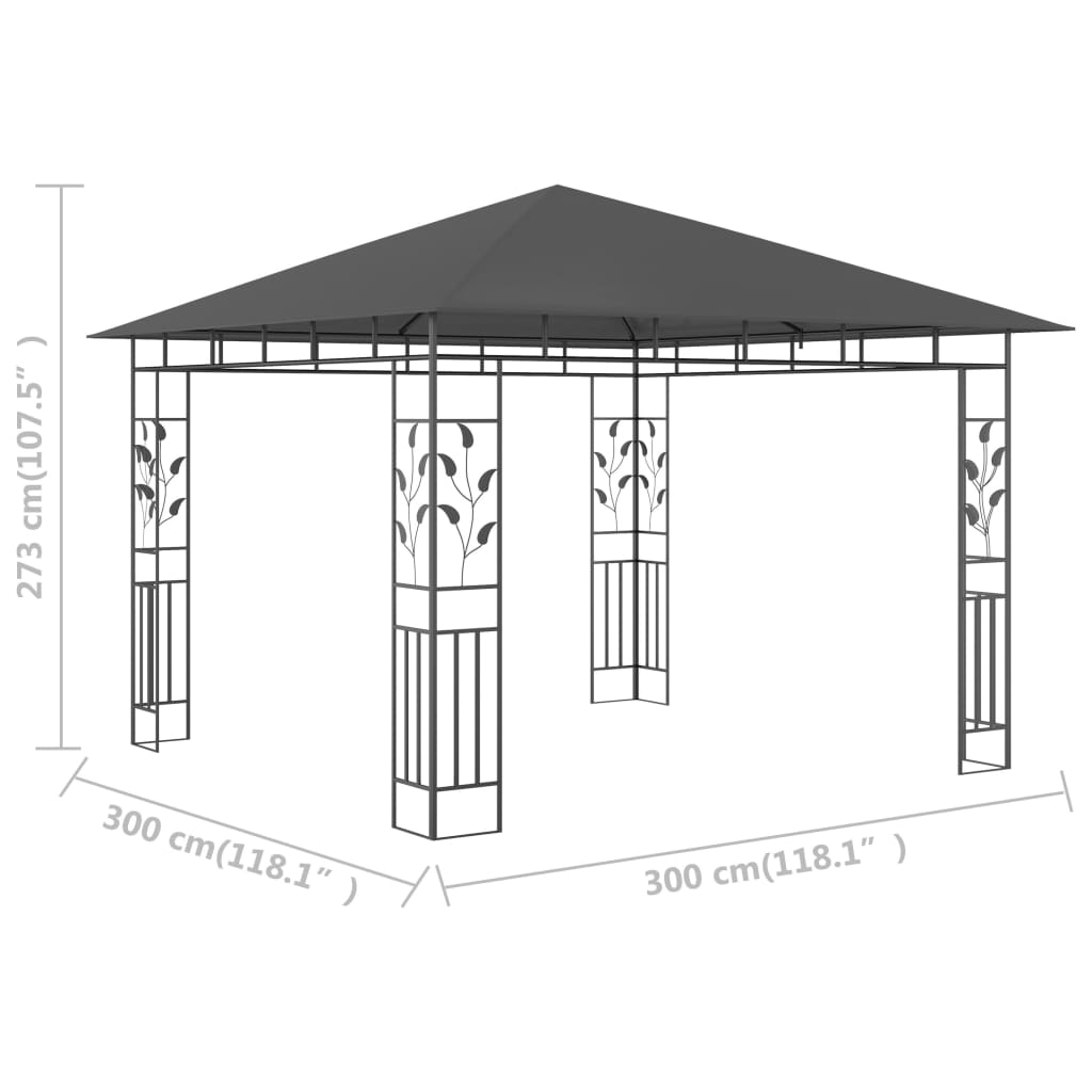 Gazebo con Zanzariera 3x3x2,73 m Antracite 180 g/m² | homemem39