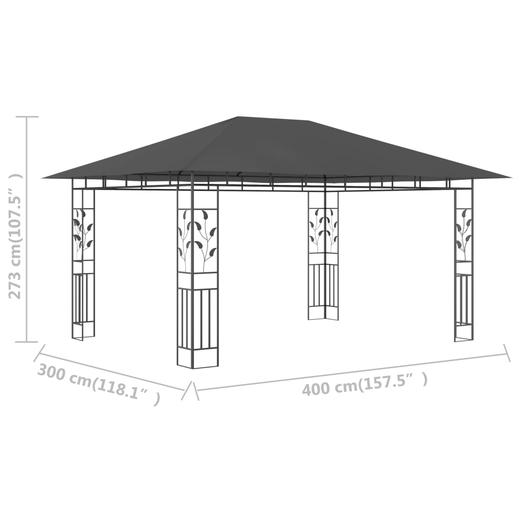 Gazebo con Zanzariera 4x3x2,73 m Antracite 180 g/m² | homemem39