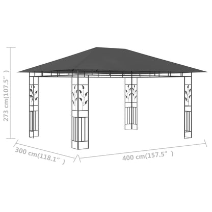 Gazebo con Zanzariera 4x3x2,73 m Antracite 180 g/m² | homemem39