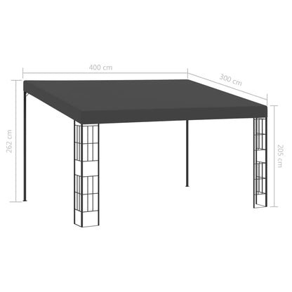 Gazebo a Parete 3x4 m Antracite in Tessuto | homemem39