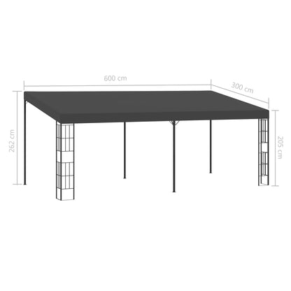 Gazebo a Parete 3x6 m Antracite in Tessuto | homemem39