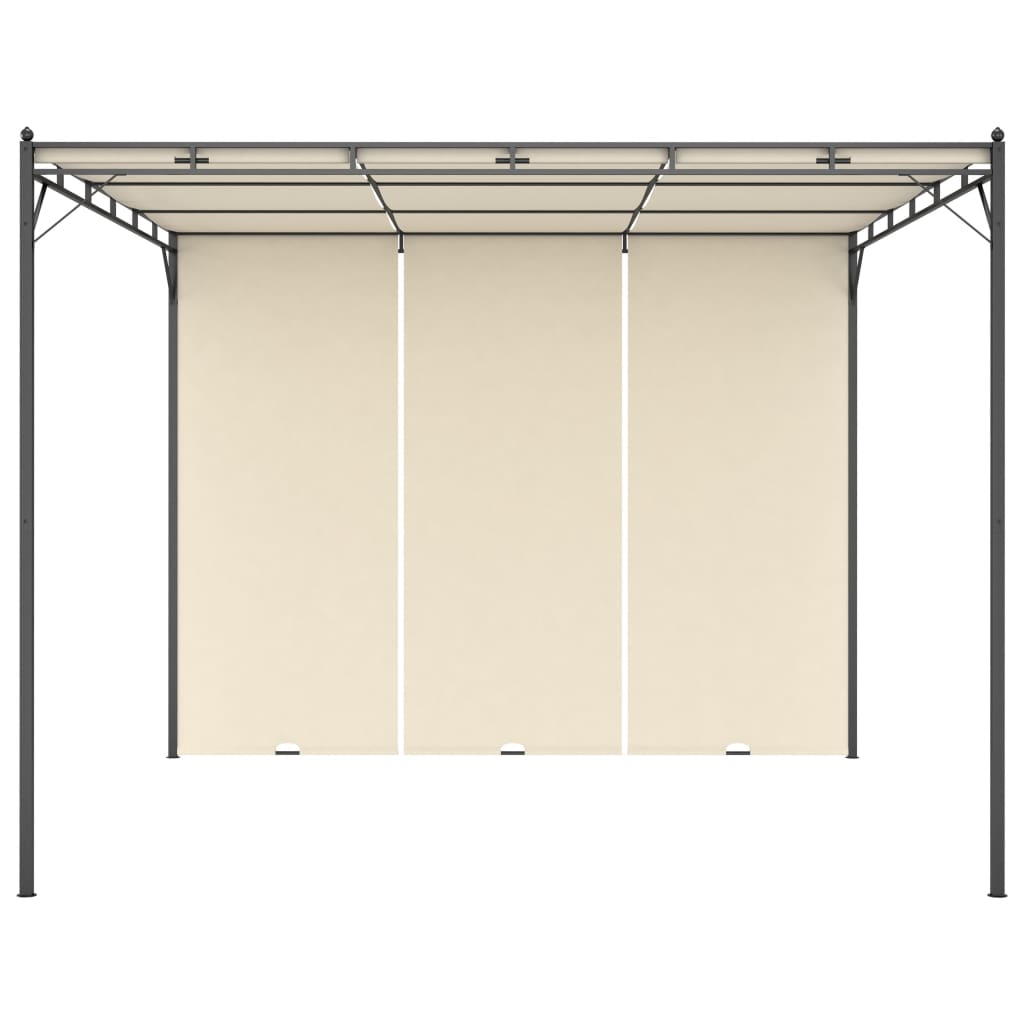 Gazebo da Giardino con Tenda Laterale 3x3x2,25m Crema | homemem39