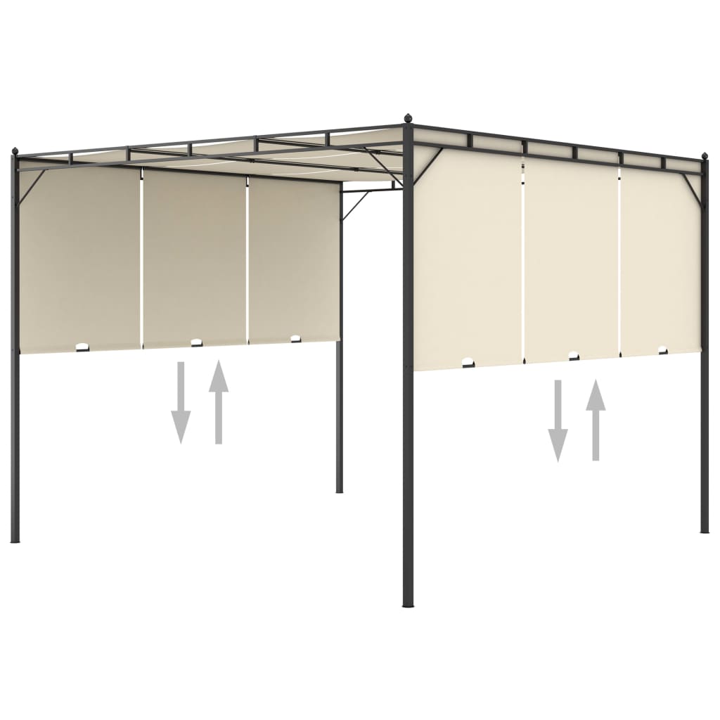 Gazebo da Giardino con Tenda Laterale 3x3x2,25m Crema | homemem39