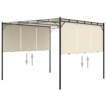 Gazebo da Giardino con Tenda Laterale 3x3x2,25m Crema | homemem39