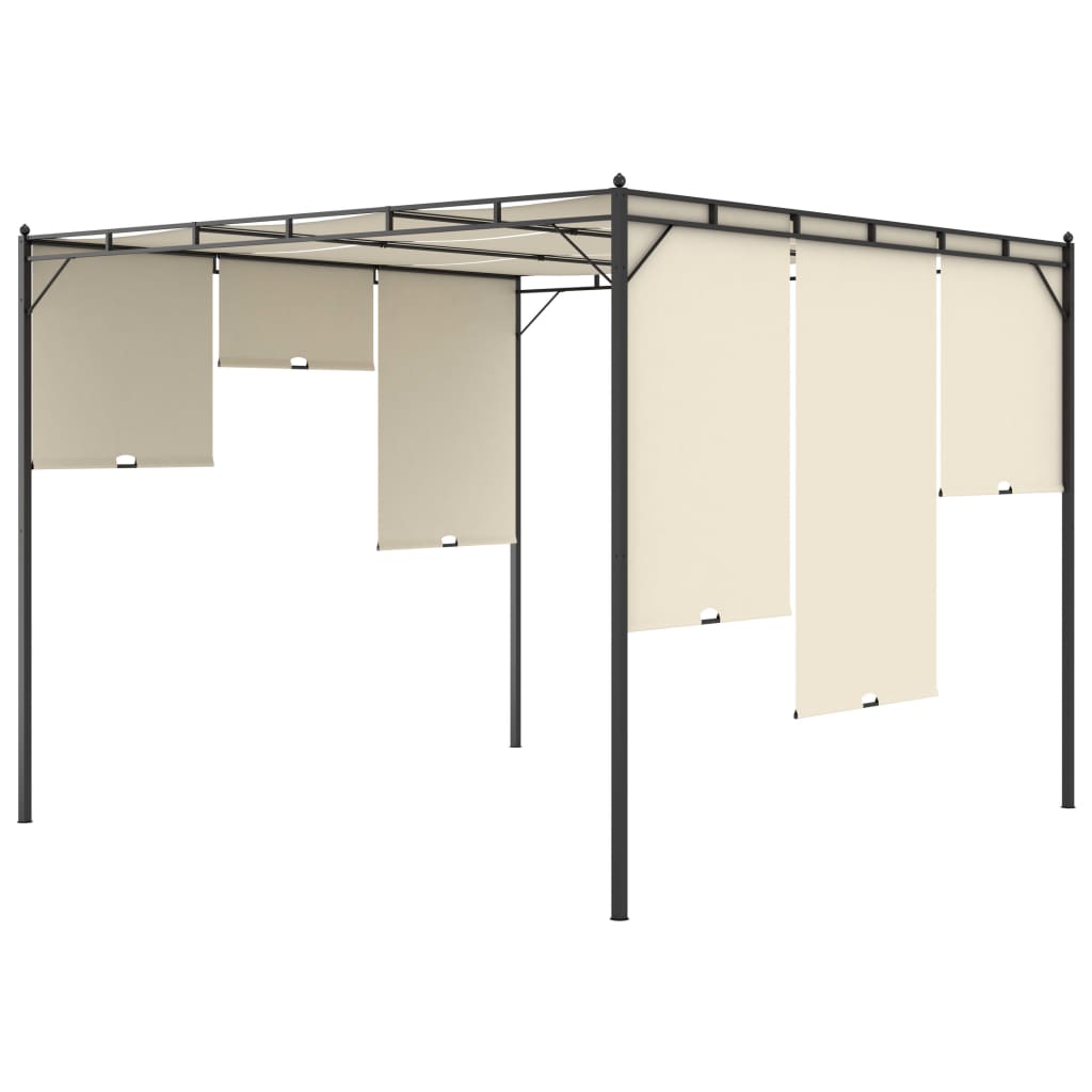 Gazebo da Giardino con Tenda Laterale 3x3x2,25m Crema | homemem39