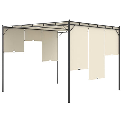 Gazebo da Giardino con Tenda Laterale 3x3x2,25m Crema | homemem39