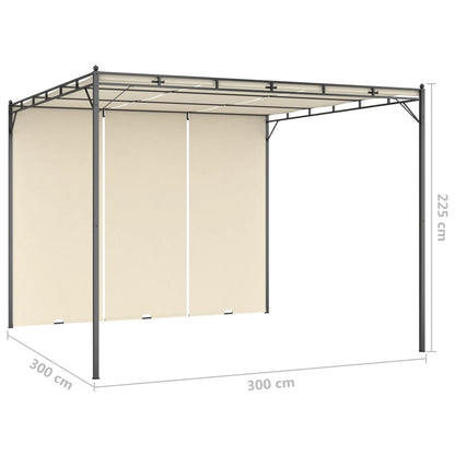 Gazebo da Giardino con Tenda Laterale 3x3x2,25m Crema | homemem39