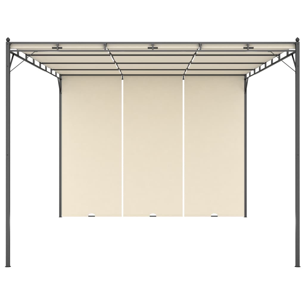 Gazebo da Giardino con Tenda Laterale 4x3x2,25 m Crema | homemem39