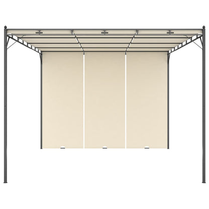 Gazebo da Giardino con Tenda Laterale 4x3x2,25 m Crema | homemem39