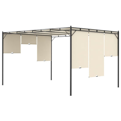 Gazebo da Giardino con Tenda Laterale 4x3x2,25 m Crema | homemem39
