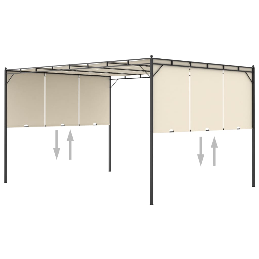 Gazebo da Giardino con Tenda Laterale 4x3x2,25 m Crema | homemem39