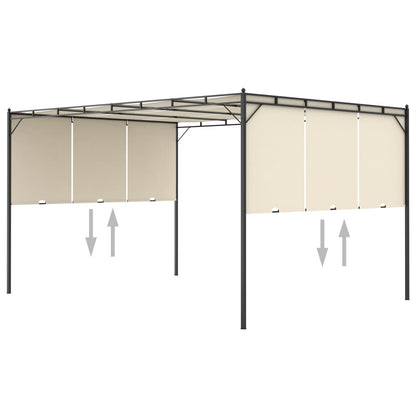 Gazebo da Giardino con Tenda Laterale 4x3x2,25 m Crema | homemem39