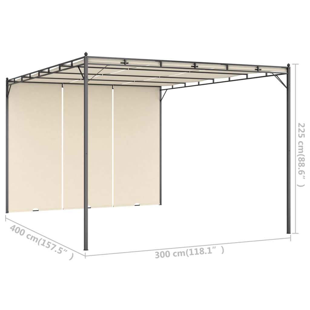 Gazebo da Giardino con Tenda Laterale 4x3x2,25 m Crema | homemem39
