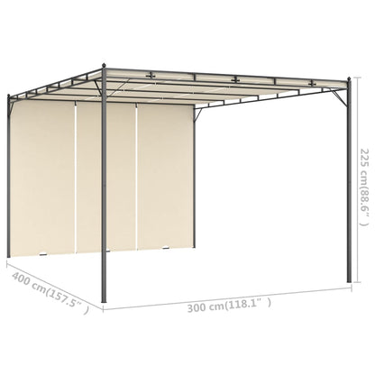 Gazebo da Giardino con Tenda Laterale 4x3x2,25 m Crema | homemem39