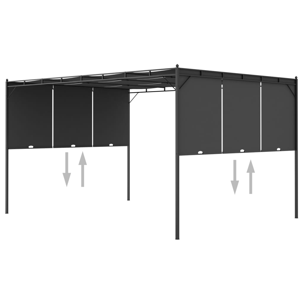 Gazebo da Giardino con Tenda Laterale 4x3x2,25 m Antracite | homemem39