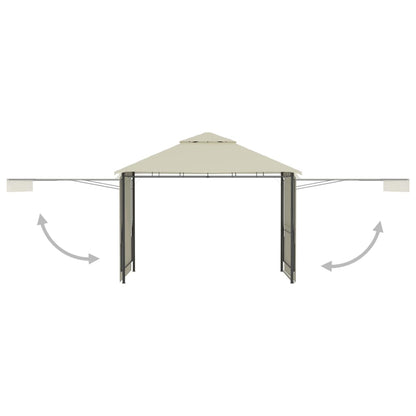 Gazebo con Tetto Doppio Estendibile 3x3x2,75 m Crema 180 g/m² | homemem39
