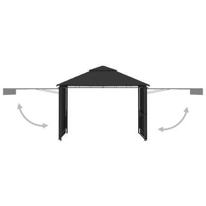 Gazebo Tetto Doppio Estendibile 3x3x2,75 m Antracite 180 g/m² - homemem39