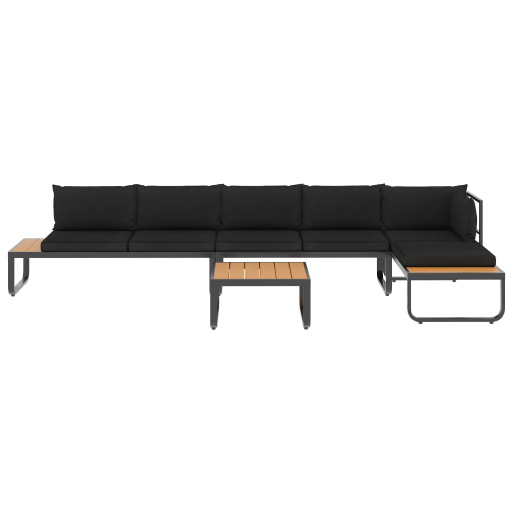 Set Divano da Giardino 4 pz ad Angolo Cuscini in Alluminio WPC | homemem39