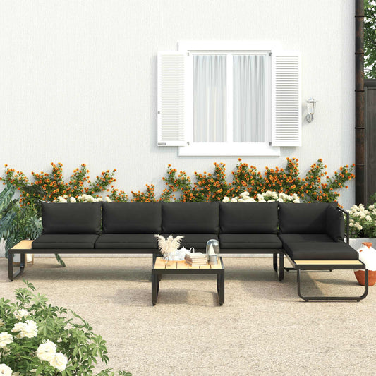 Set Divano da Giardino 4 pz ad Angolo Cuscini in Alluminio WPC | homemem39