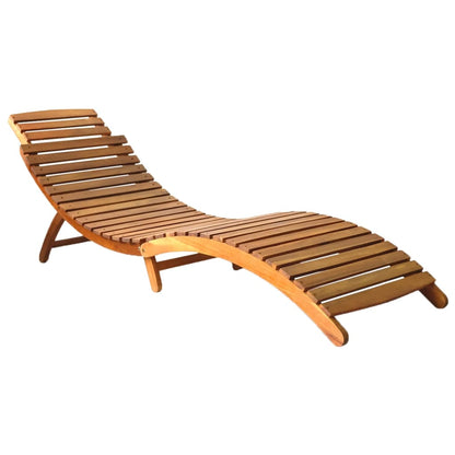 Sun lounger in solid brown acacia wood