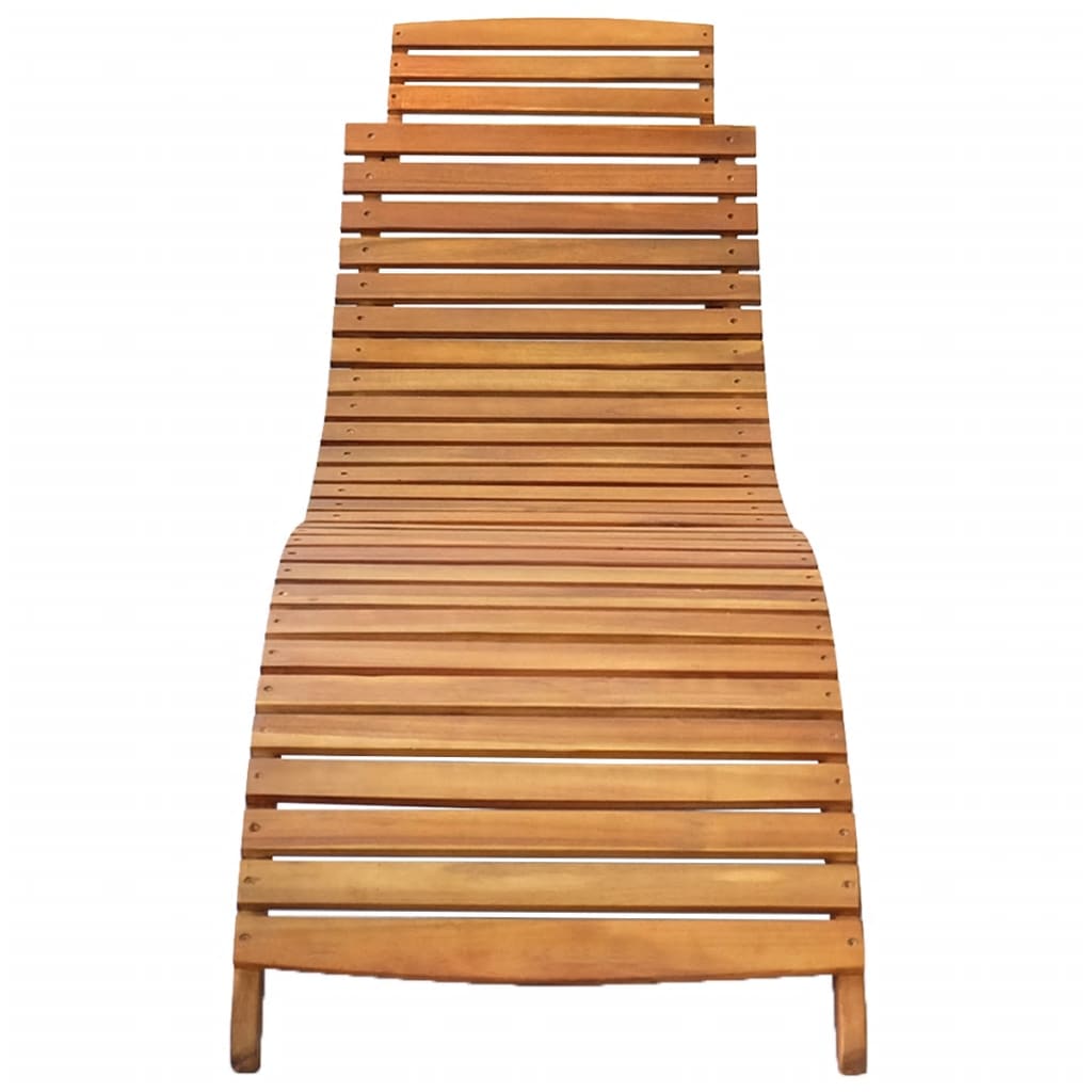 Sun lounger in solid brown acacia wood