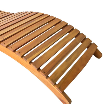 Sun lounger in solid brown acacia wood