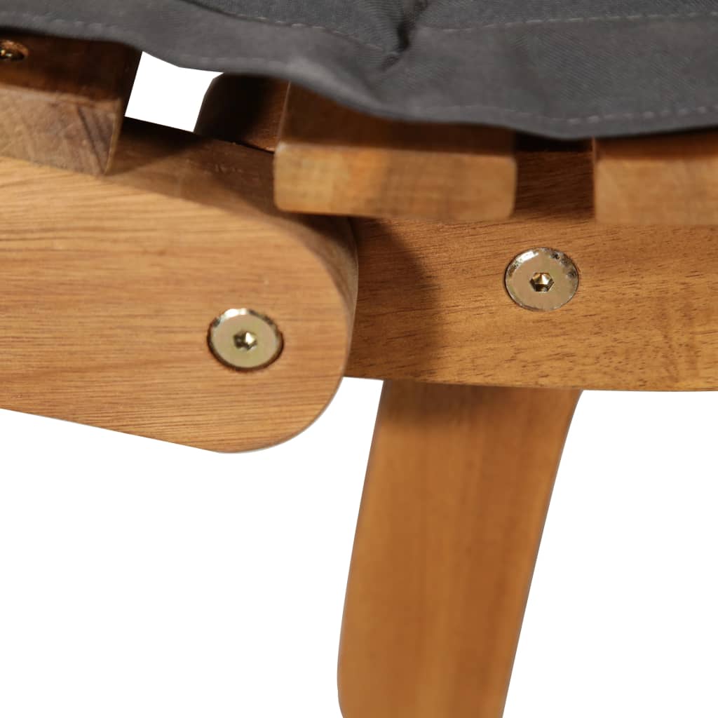 Lettino Prendisole con Cuscino Massello di Acacia Grigio Scuro - homemem39