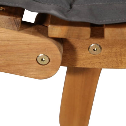 Lettino Prendisole con Cuscino Massello di Acacia Grigio Scuro - homemem39