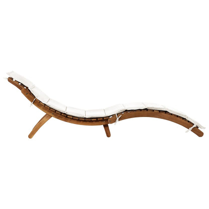 Lettino Prendisole con Cuscino in Legno Massello d'Acacia Crema - homemem39