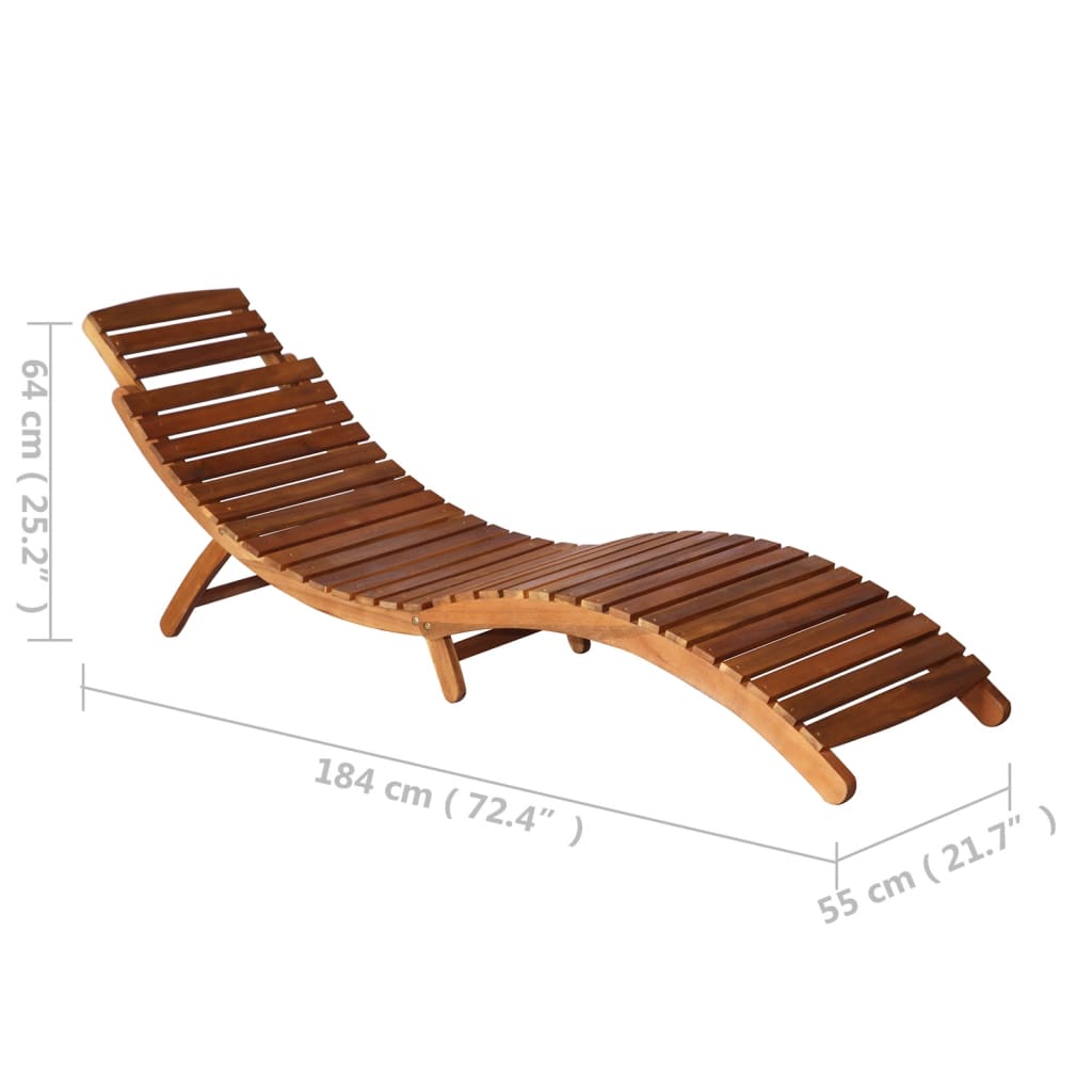 Lettino Prendisole con Tavolino Legno Massello Acacia Marrone - homemem39