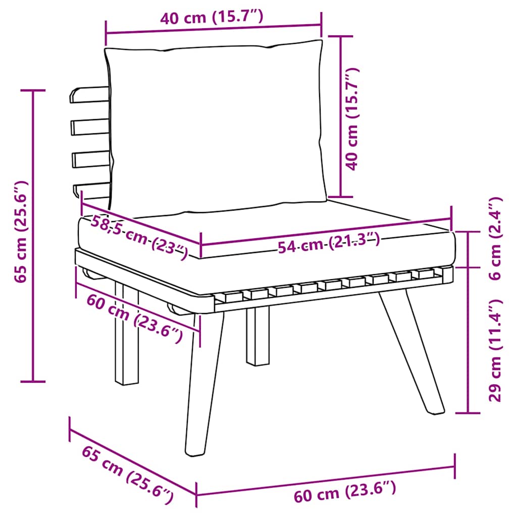 Sedia da Giardino con Cuscini in Legno Massello di Acacia