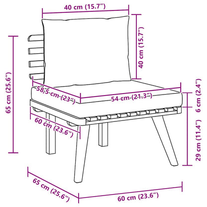 Sedia da Giardino con Cuscini in Legno Massello di Acacia